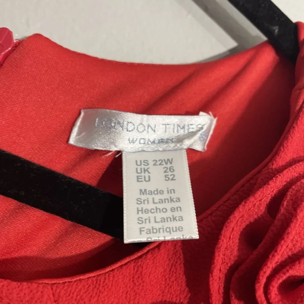 London Times Women’s 22W Cherry Red Dress NWT Plus Size Cocktail Party Dress